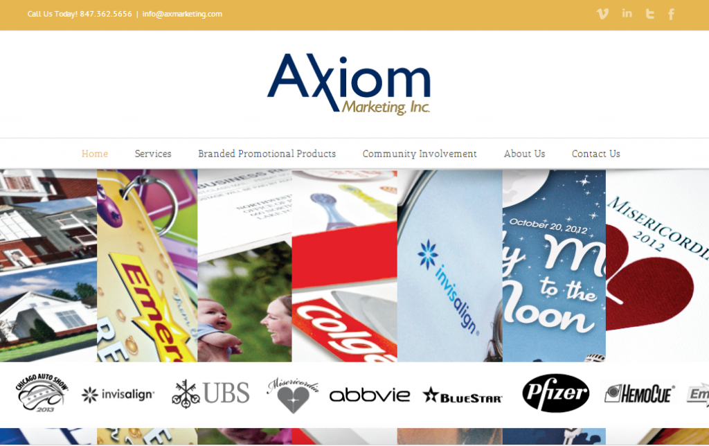 Axiom's website uses a menu bar with dropdowns. 